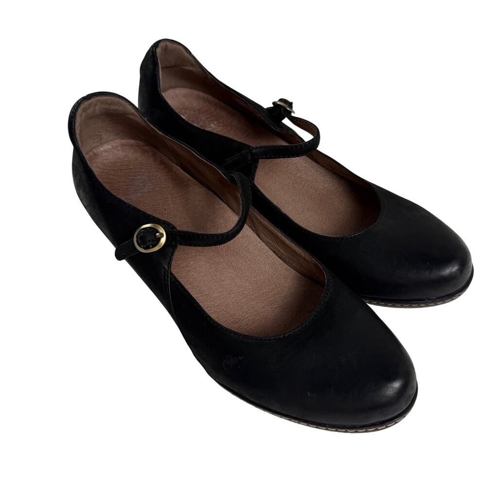 Dansko Black Leather Mary Jane Wedge Shoes Comfortable Casual Size 39 (8.5-9) - Picture 3 of 16